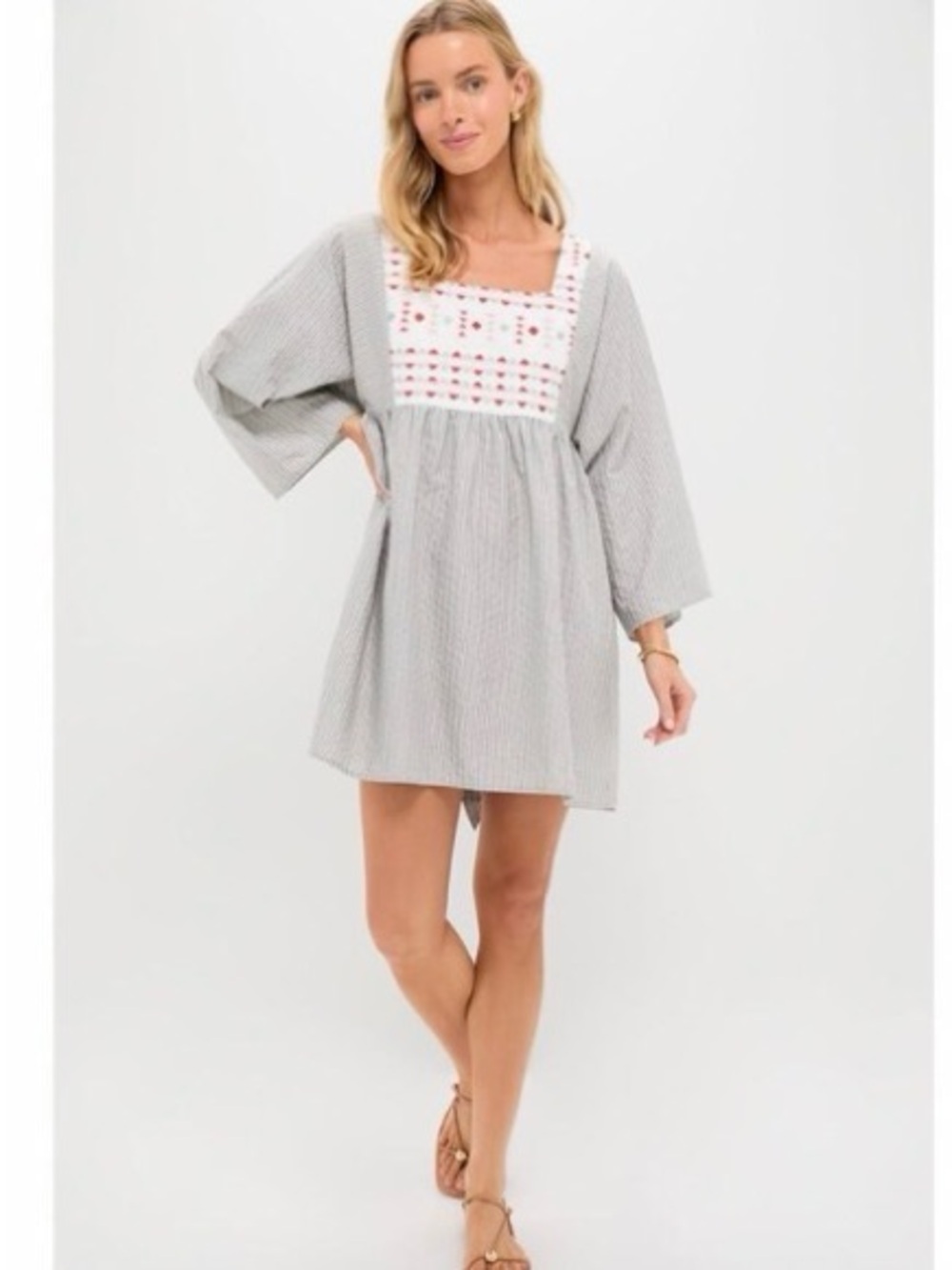 NWT TUCKERNUCK POMANDER PLACE Sage Stripe Embroidered Sadona Dress Size small - Picture 4 of 16